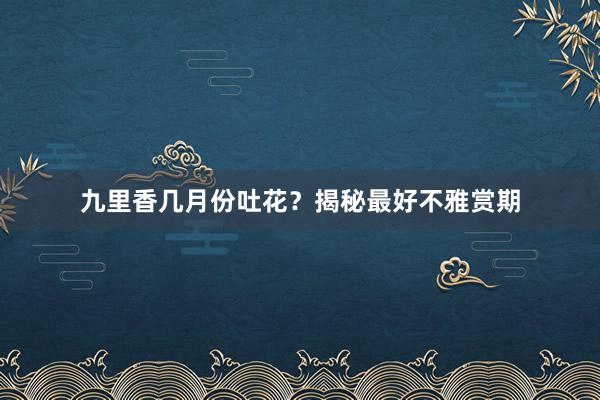 九里香几月份吐花？揭秘最好不雅赏期